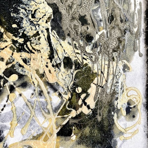 Moon Over Brahms - Original Art Mixed Media Collage Painting 14"x14" - Picture 7 of 8